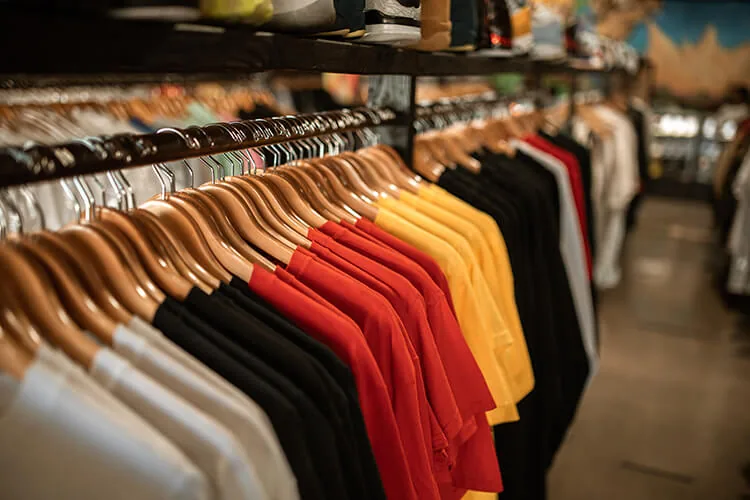Fila de camisetas de rebajas