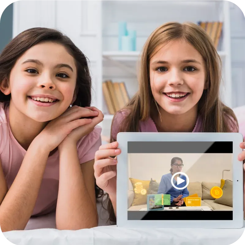 Niñas jugando con Cresory en una tablet